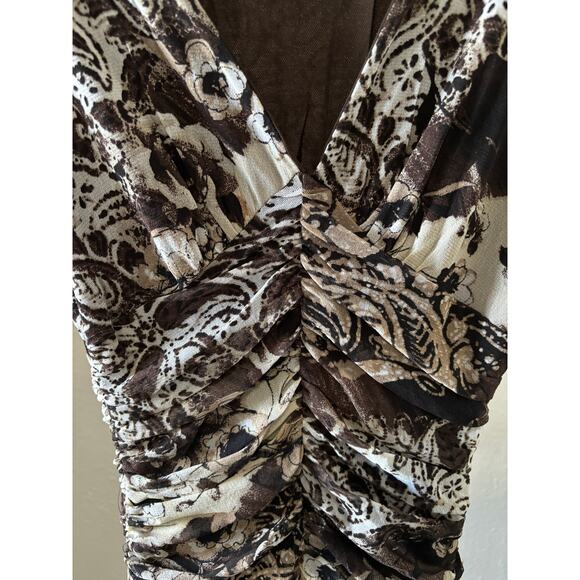 Vintage Karen Kane Mesh Midi Dress Ruched Waist Womens Size Medium Whimsigoth - Picture 3 of 5